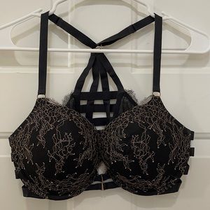 Victoria’s Secret Very Sexy Strappy Push Up Bra Black and Gold